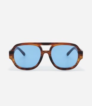 Óculos de Sol Aviador com Estampa Tartaruga Marrom