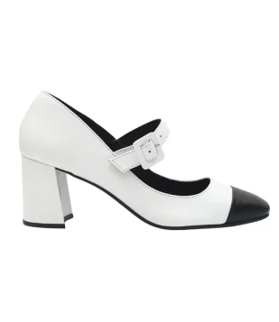 Sapato Boneca Vintage Salto Alto Dayane Magalhães Branco E Preto Branco