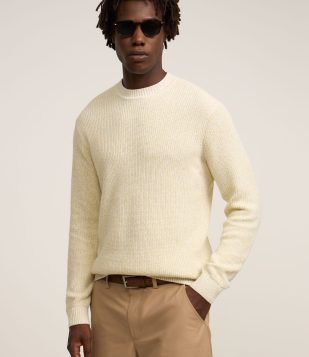 Suéter em Algodão com Textura Vertical Bege