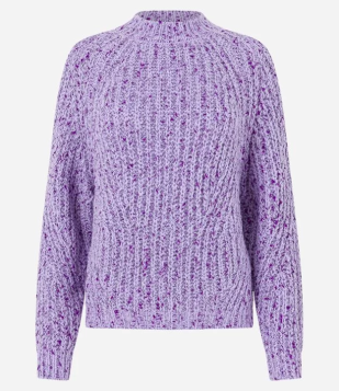 Suéter Tricô Com Golinha Média E Texturas Lilás