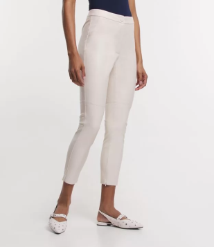 Calça Legging Com Material Sintético E Abotoamento Frontal Off White