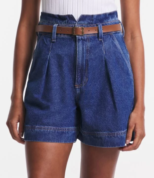 Short Mom Jeans Com Cinto Azul