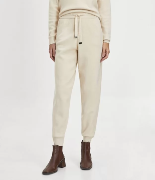 Calça Jogger Em Tricô Com Amarração No Cós Bege