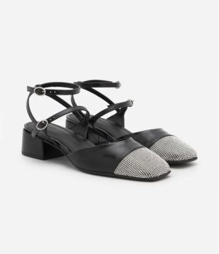 Sapato Scarpin Slingback Com Biqueira Preto
