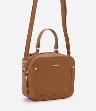 Bolsa Camera Bag Em PU Com Alça Transversal Removível Marrom