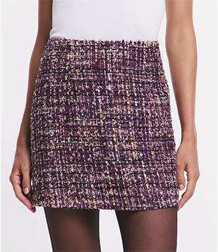 Saia Curta Em Tweed Com Zíper Nas Costas Multicores