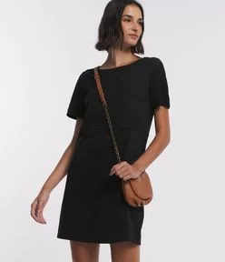 VESTIDO EM SUEDE COM RECORTES E FECHAMENTO EM ZÍPER NAS COSTAS