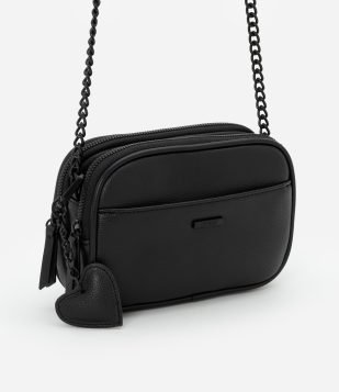 Bolsa Câmera Pequena em PU com Alça Transversal Preto