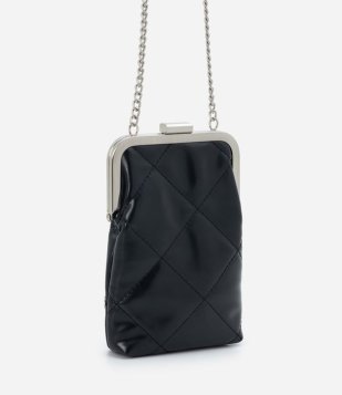 Bolsa Porta Celular Com Alça De Corrente E Textura Matelassê Preto