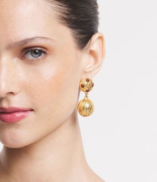 Brinco Redondo Em Metal Com Efeito Texturizado Dourado