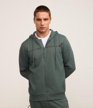 Casaco Esportivo Texturizado com Listra Refletiva e Gola com Capuz Verde