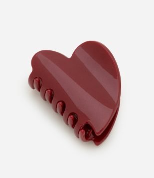 Piranha de Cabelo Robusta com Formato de Coração Vermelho