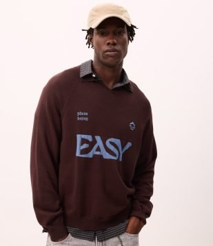 Suéter Boxy em Jacquard com Lettering Marrom