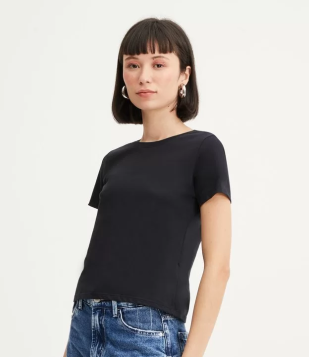 Camiseta Básica Em Meia Malha Com Gola Redonda Preto