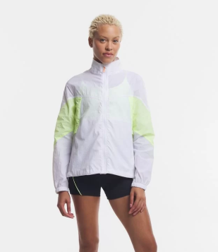 Jaqueta Corta-Vento Esportiva Colorblocking E Zíper Frontal Branco/Verde