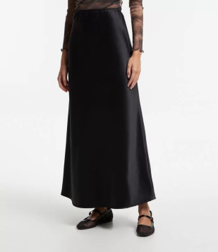 Saia New Midi Acetinada Com Cós Elástico Preto