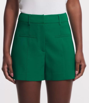 Bermuda Alfaiatada Em Crepe Com Bolso Fake Verde
