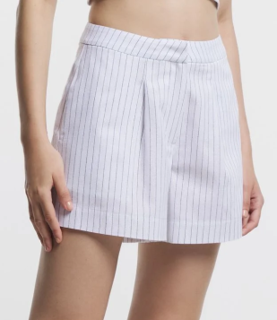 Bermuda Alfaiataria Em Linho Listrado Branco