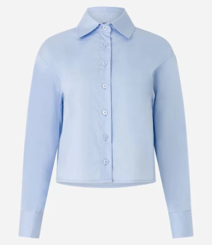 Camisa Em Tricoline Com Botões Frontais Azul