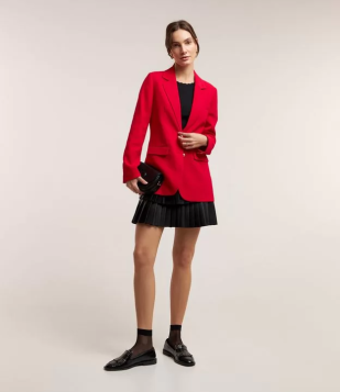Blazer Oversized Alfaiatado Com Fechamento Em Botões Vermelho