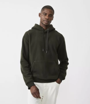 Blusão Fechado Em Fleece Com Capuz E Bolso Canguru Verde