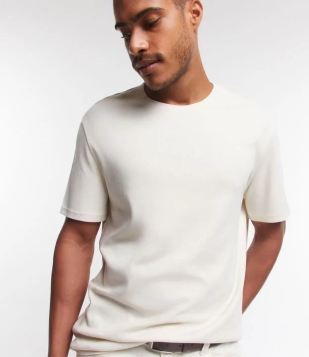 Camiseta Regular Em Algodão Com Manga Curta Bege