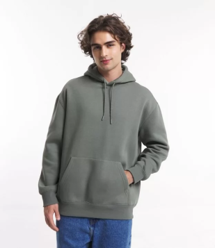 Blusão Básico Em Moletom Com Capuz E Bolso Canguru Verde