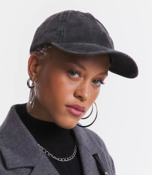 Boné Aba Curva Em Jeans Estonado Preto