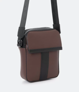 Bolsa Shoulder Bag Em Pu Com Detalhes Contrastantes Marrom