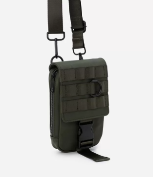 Bolsa Mini Bag Com Bolso De Zíper E Fivela Tática Verde Escuro