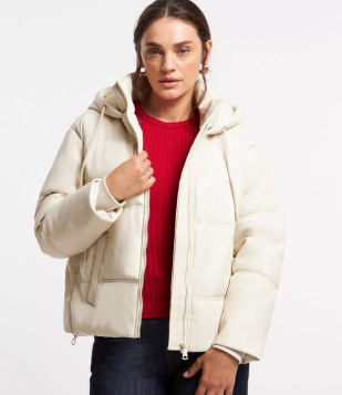 Casaco Puffer Em Material Sintético Com Capuz Off White