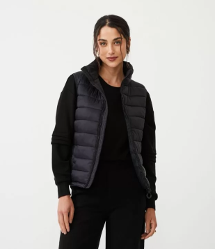 Colete Em Poliamida Com Gola Alta Preto