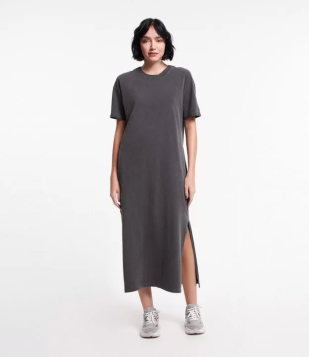 Vestido New Midi Em Meia Malha Com Fenda Lateral Preto