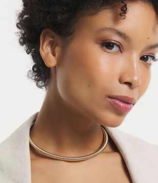 Colar Choker De Mola Com Textura Rabo De Rato Dourado