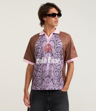 Camisa Boxy Esportiva em Microfibra com Estampa Animal Print Lilás