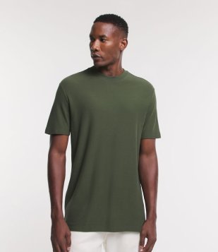 Camiseta Comfort Em Meia Malha Com Textura Verde Musgo