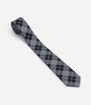 Gravata Xadrez Regular Alfaiataria Azul