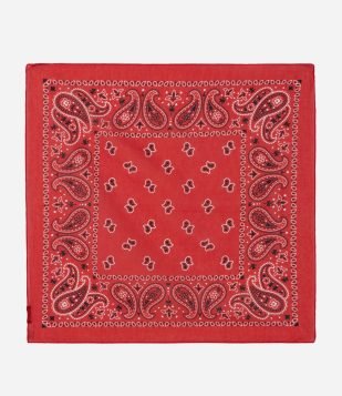 Lenço Quadrado em Flanela com Estampa Paisley Vermelho