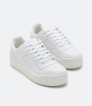 Tênis Cano Baixo com Recortes e Sola Texturizada Branco