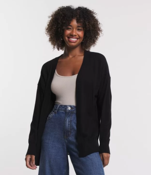 Cardigan Básico Em Tricô Leve Preto
