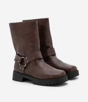 Bota Biker Com Sola Tratorada Marrom