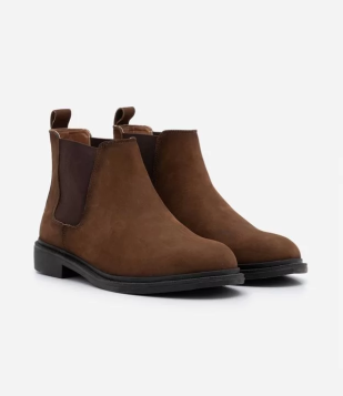 Bota Chelsea Em Couro Nobuck Marrom