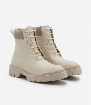 Bota Coturno Em Couro Com Sola Lisboa Bege