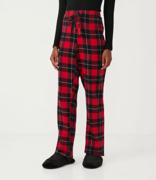 Calça Longa Em Flanela Com Estampa Xadrez Preto