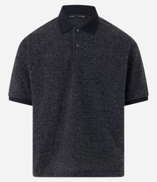 Polo Texturizada Em Tricô Com Fio Metalizado Preto