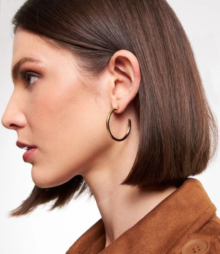 Brinco Argola Tubular Folheada A Ouro Dourado