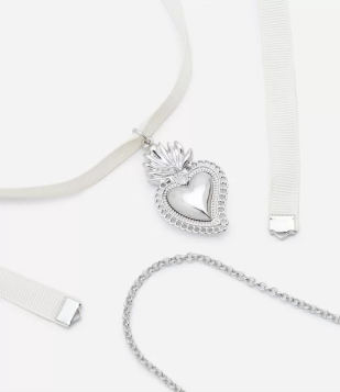 Colar Camadas Com Cordão E Pingente De Coração Prata