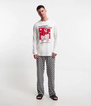 Pijama Longo Em Algodão Xadreze Estampa Match Perfeito Branco