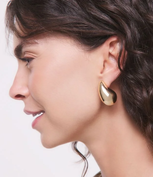 Brinco Em Metal Bold Com Formato De Gota Invertido Dourado