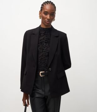 Blazer Ampulheta Alfaiatado com Bolsos Preto
